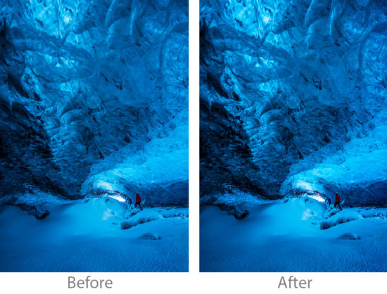 Man Standing in Ice Cave