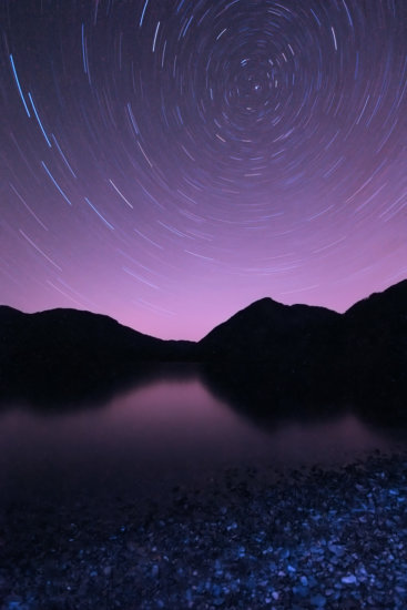 Star trails at Lake Cowichan, British Columbia by Anne McKinnell