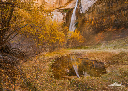 Photoshop Layers used to combine a polarized and unpolarized image for post processing - Calf Creek Falls, Utah by Jay Patel